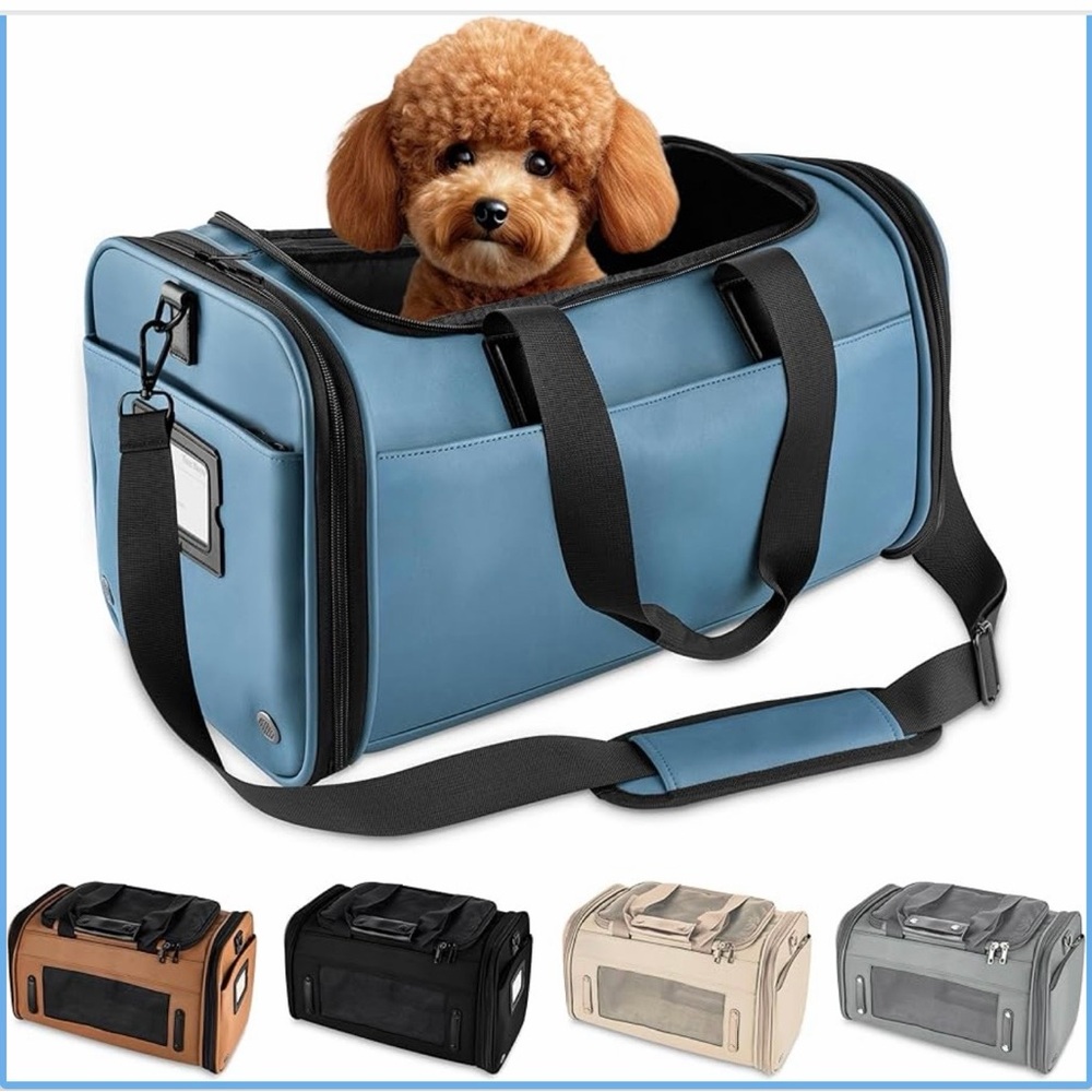 Citrusy Stylish Blue Small Dog Travel Carrier Car Seat